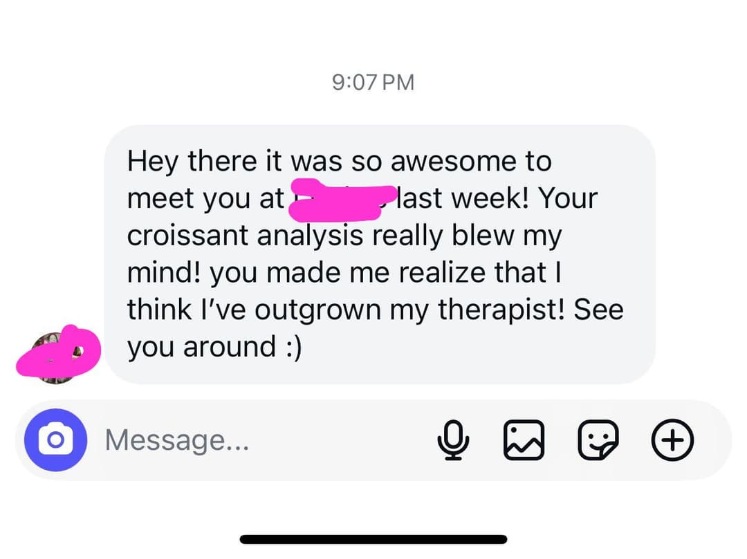 Client testimonial message